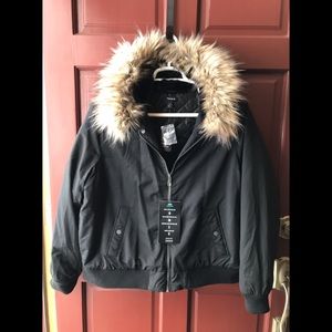 Women’s Jacket with Faux Fur Removable Hood